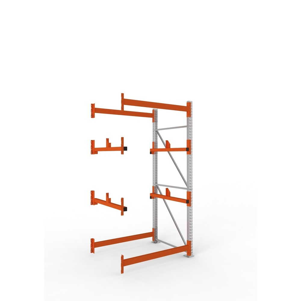 Produktabbildung: META MULTIPAL Kabeltrommelregal Typ 1, AF, HxBxT 2.700 x 1.300 x 1.100 mm, verzinkt, RAL 2001 rotorange, mit 2 Trommelaufnahmen, ohne Achsen, mit Kabeltrommelauflage