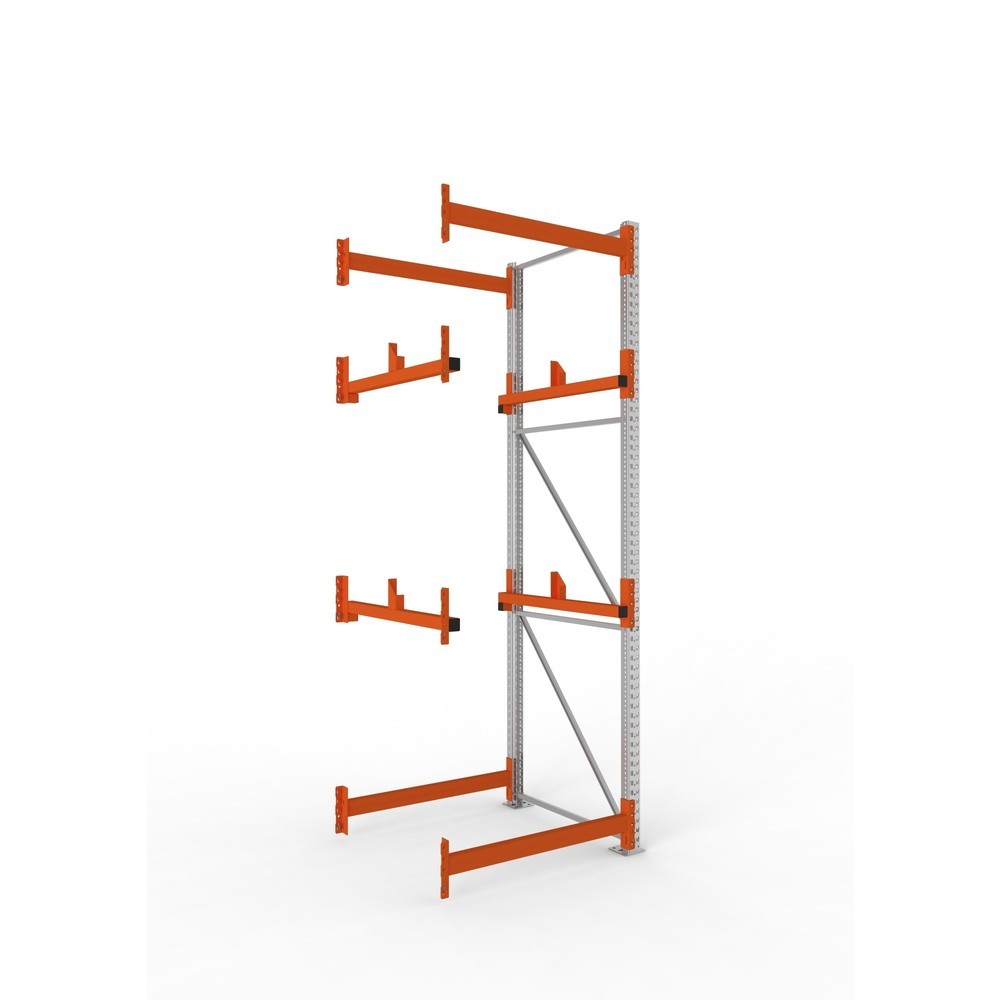 Produktabbildung: META MULTIPAL Kabeltrommelregal Typ 1, AF, HxBxT 3.300 x 1.100 x 1.100 mm, verzinkt, RAL 2001 rotorange, mit 2 Trommelaufnahmen, ohne Achsen, mit Kabeltrommelauflage