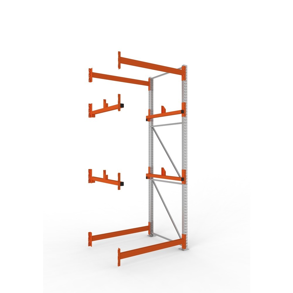 Produktabbildung: META MULTIPAL Kabeltrommelregal Typ 1, AF, HxBxT 3.300 x 1.300 x 1.100 mm, verzinkt, RAL 2001 rotorange, mit 2 Trommelaufnahmen, ohne Achsen, mit Kabeltrommelauflage