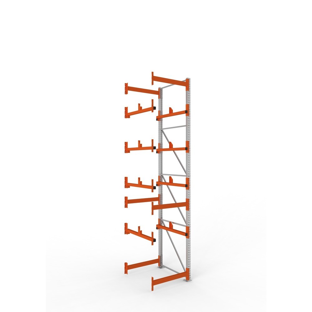 Produktabbildung: META MULTIPAL Kabeltrommelregal Typ 1, AF, HxBxT 4.400 x 900 x 1.100 mm, verzinkt, RAL 2001 rotorange, mit 4 Trommelaufnahmen, ohne Achsen, mit Kabeltrommelauflage