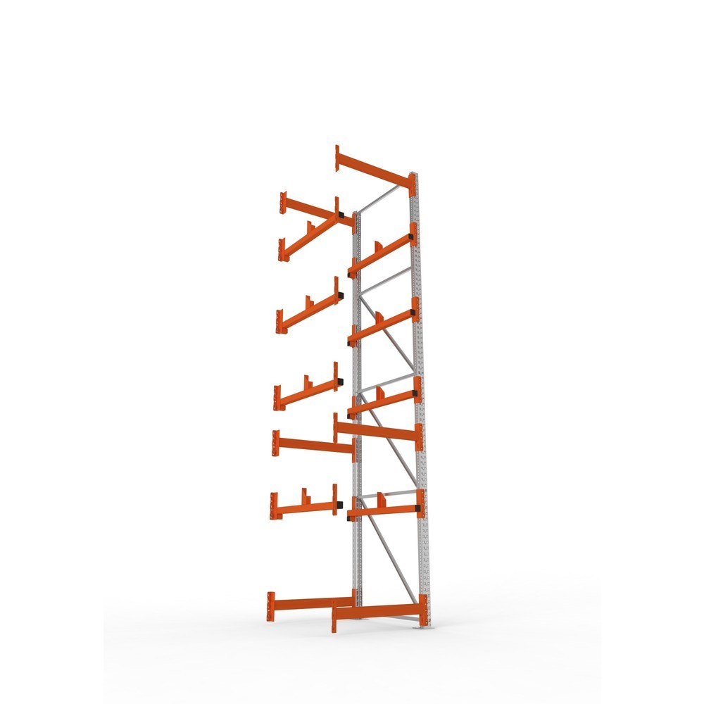 Produktabbildung Nr. 3: META MULTIPAL Kabeltrommelregal Typ 1, AF, HxBxT 4.400 x 900 x 1.100 mm, verzinkt, RAL 2001 rotorange, mit 4 Trommelaufnahmen, ohne Achsen, mit Kabeltrommelauflage