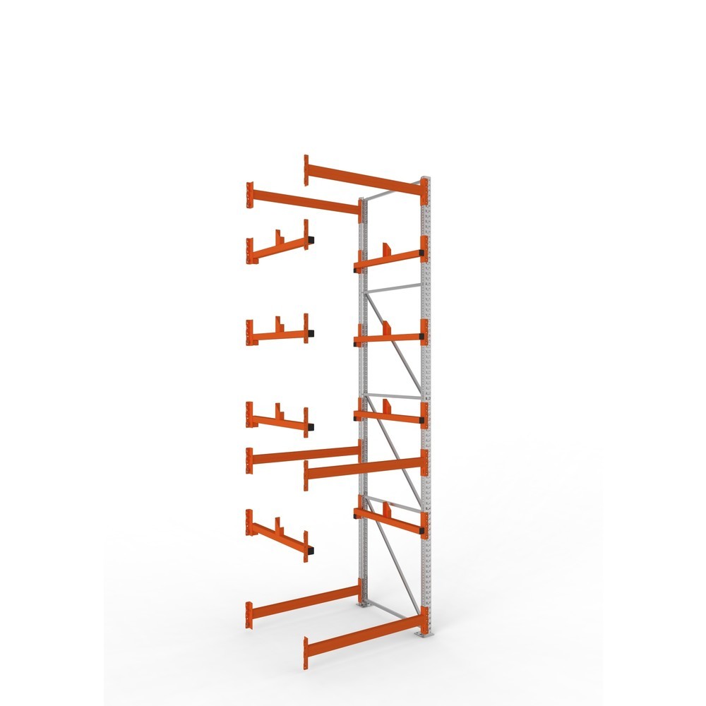 Produktabbildung: META MULTIPAL Kabeltrommelregal Typ 1, AF, HxBxT 4.400 x 1.300 x 1.100 mm, verzinkt, RAL 2001 rotorange, mit 4 Trommelaufnahmen, ohne Achsen, mit Kabeltrommelauflage