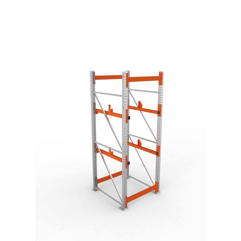 Produktabbildung Nr. 2: META MULTIPAL Kabeltrommelregal Typ 1, GF, HxBxT 2.700 x 900 x 1.100 mm, verzinkt, RAL 2001 rotorange, mit 2 Trommelaufnahmen, ohne Achsen, mit Kabeltrommelauflage