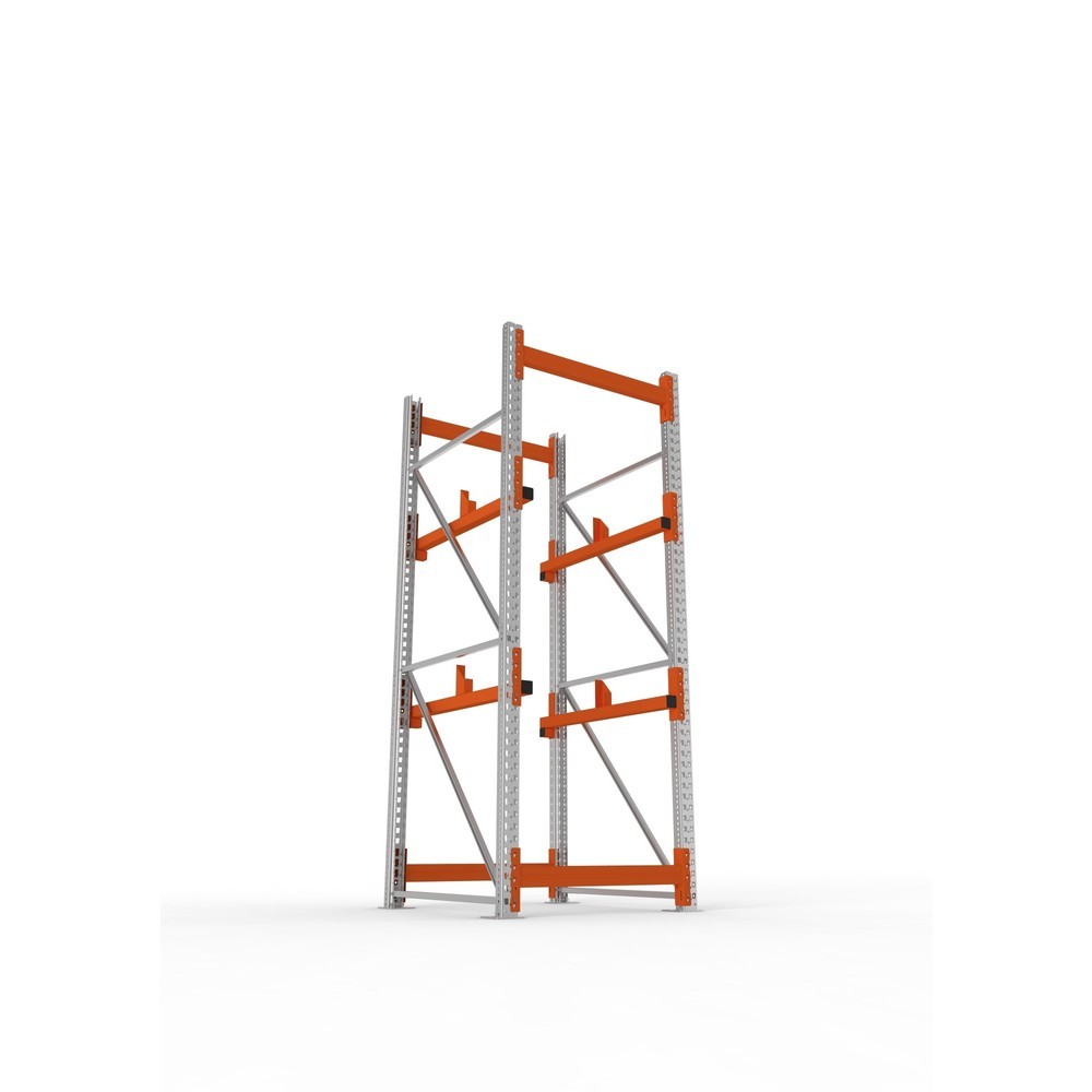 Produktabbildung Nr. 3: META MULTIPAL Kabeltrommelregal Typ 1, GF, HxBxT 2.700 x 900 x 1.100 mm, verzinkt, RAL 2001 rotorange, mit 2 Trommelaufnahmen, ohne Achsen, mit Kabeltrommelauflage
