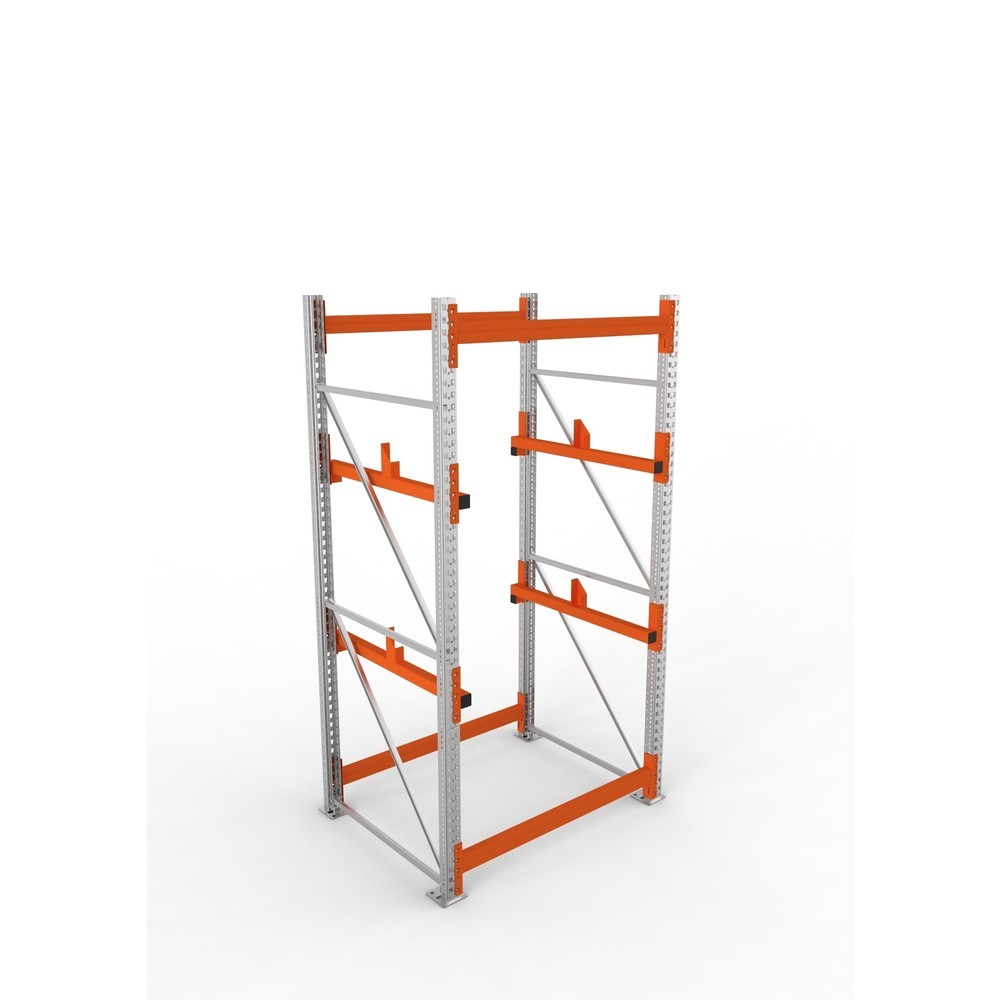 Produktabbildung Nr. 2: META MULTIPAL Kabeltrommelregal Typ 1, GF, HxBxT 2.700 x 1.300 x 1.100 mm, verzinkt, RAL 2001 rotorange, mit 2 Trommelaufnahmen, ohne Achsen, mit Kabeltrommelauflage