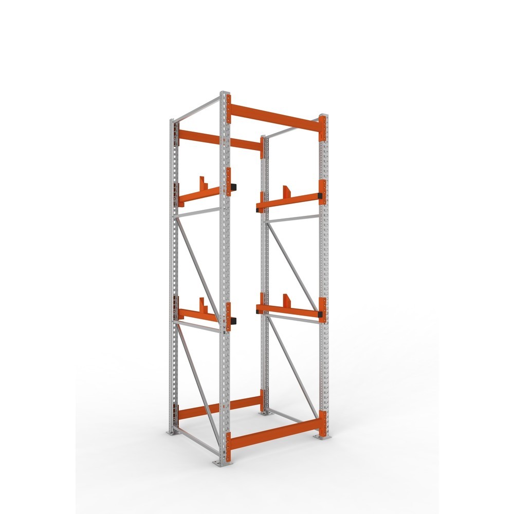 Produktabbildung: META MULTIPAL Kabeltrommelregal Typ 1, GF, HxBxT 3.300 x 1.100 x 1.100 mm, verzinkt, RAL 2001 rotorange, mit 2 Trommelaufnahmen, ohne Achsen, mit Kabeltrommelauflage