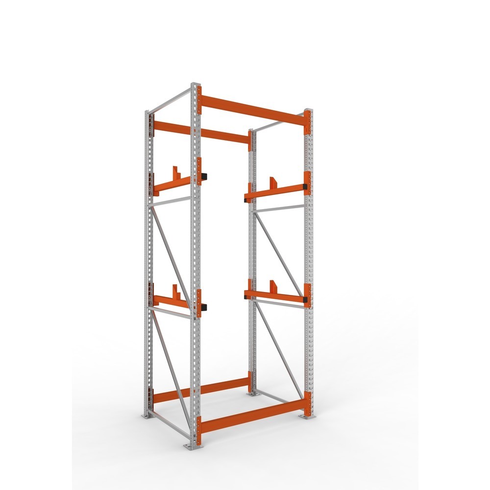 Produktabbildung: META MULTIPAL Kabeltrommelregal Typ 1, GF, HxBxT 3.300 x 1.300 x 1.100 mm, verzinkt, RAL 2001 rotorange, mit 2 Trommelaufnahmen, ohne Achsen, mit Kabeltrommelauflage