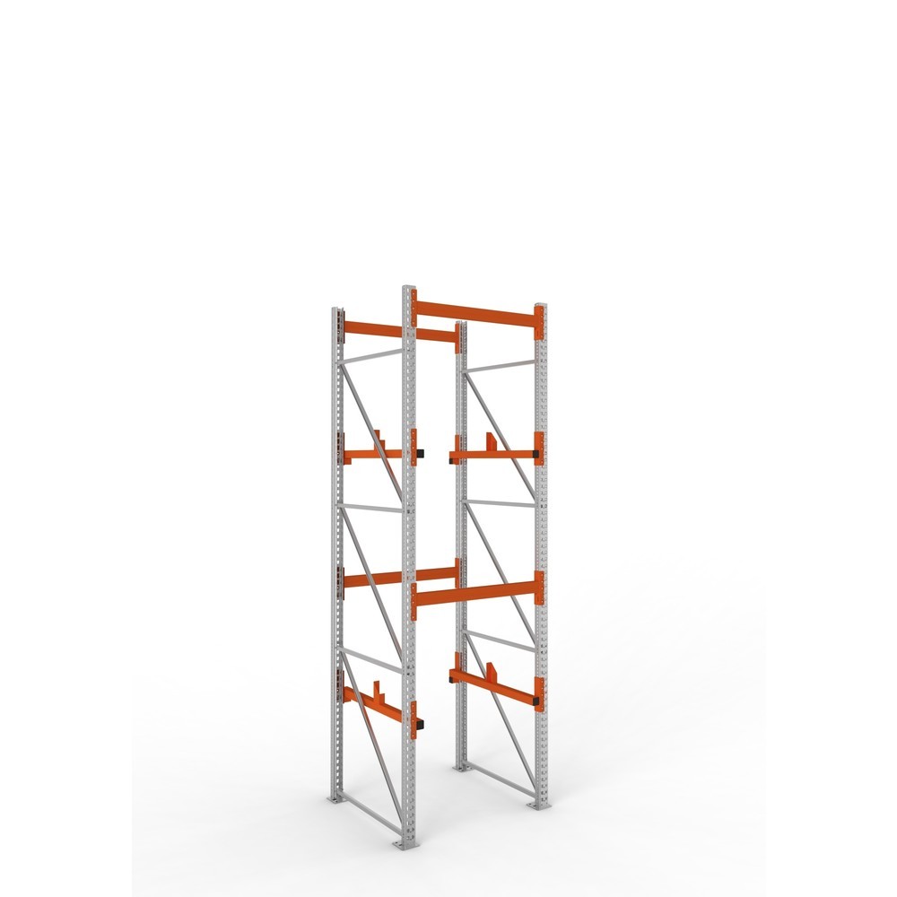 Produktabbildung: META MULTIPAL Kabeltrommelregal Typ 1, GF, HxBxT 3.800 x 1.100 x 1.100 mm, verzinkt, RAL 2001 rotorange, mit 2 Trommelaufnahmen, ohne Achsen, mit Kabeltrommelauflage