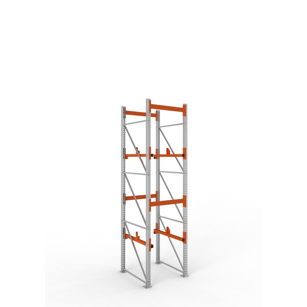 Produktabbildung: META MULTIPAL Kabeltrommelregal Typ 1, GF, HxBxT 3.800 x 900 x 1.100 mm, verzinkt, RAL 2001 rotorange, mit 2 Trommelaufnahmen, ohne Achsen, mit Kabeltrommelauflage