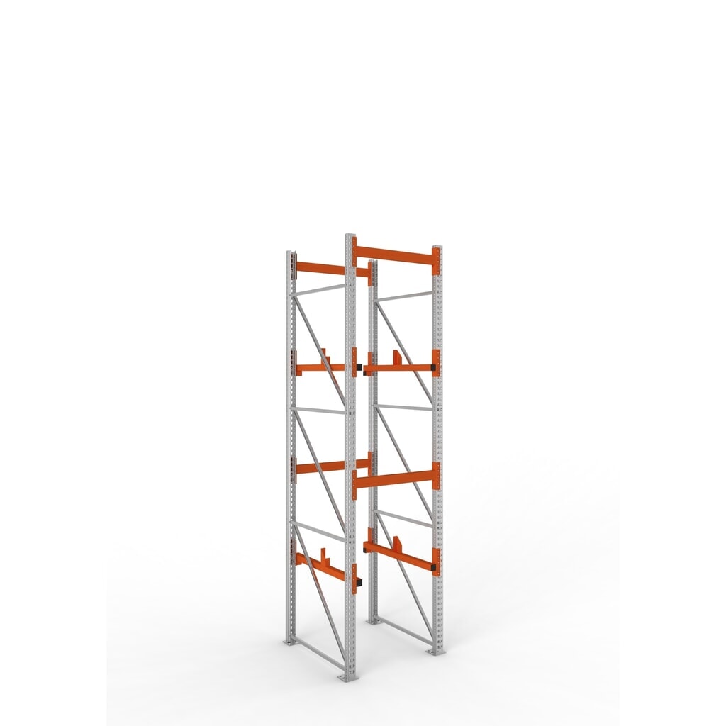 Produktabbildung: META MULTIPAL Kabeltrommelregal Typ 1, GF, HxBxT 3.800 x 900 x 1.100 mm, verzinkt, RAL 2001 rotorange, mit 2 Trommelaufnahmen, ohne Achsen, mit Kabeltrommelauflage