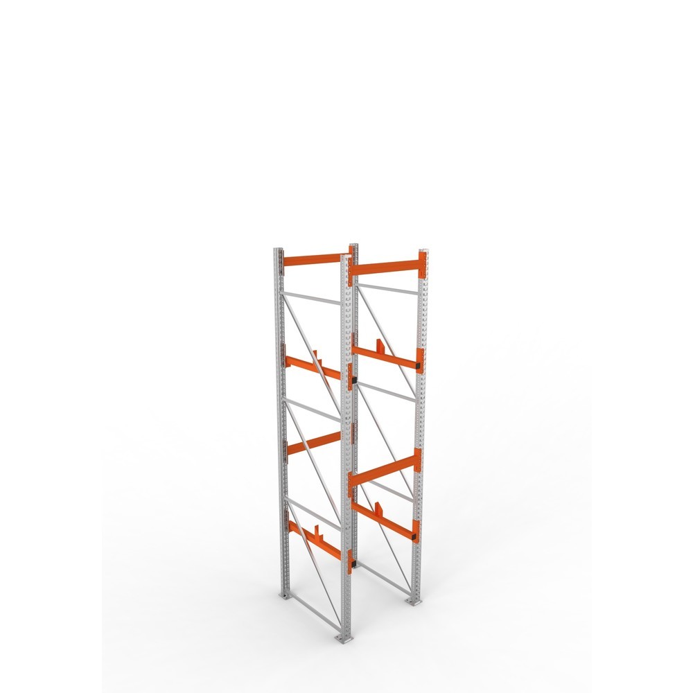 Produktabbildung Nr. 2: META MULTIPAL Kabeltrommelregal Typ 1, GF, HxBxT 3.800 x 900 x 1.100 mm, verzinkt, RAL 2001 rotorange, mit 2 Trommelaufnahmen, ohne Achsen, mit Kabeltrommelauflage