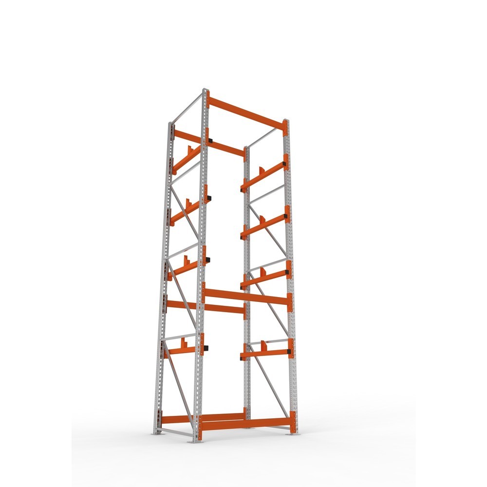 Produktabbildung Nr. 3: META MULTIPAL Kabeltrommelregal Typ 1, GF, HxBxT 4.400 x 1.300 x 1.100 mm, verzinkt, RAL 2001 rotorange, mit 4 Trommelaufnahmen, ohne Achsen, mit Kabeltrommelauflage