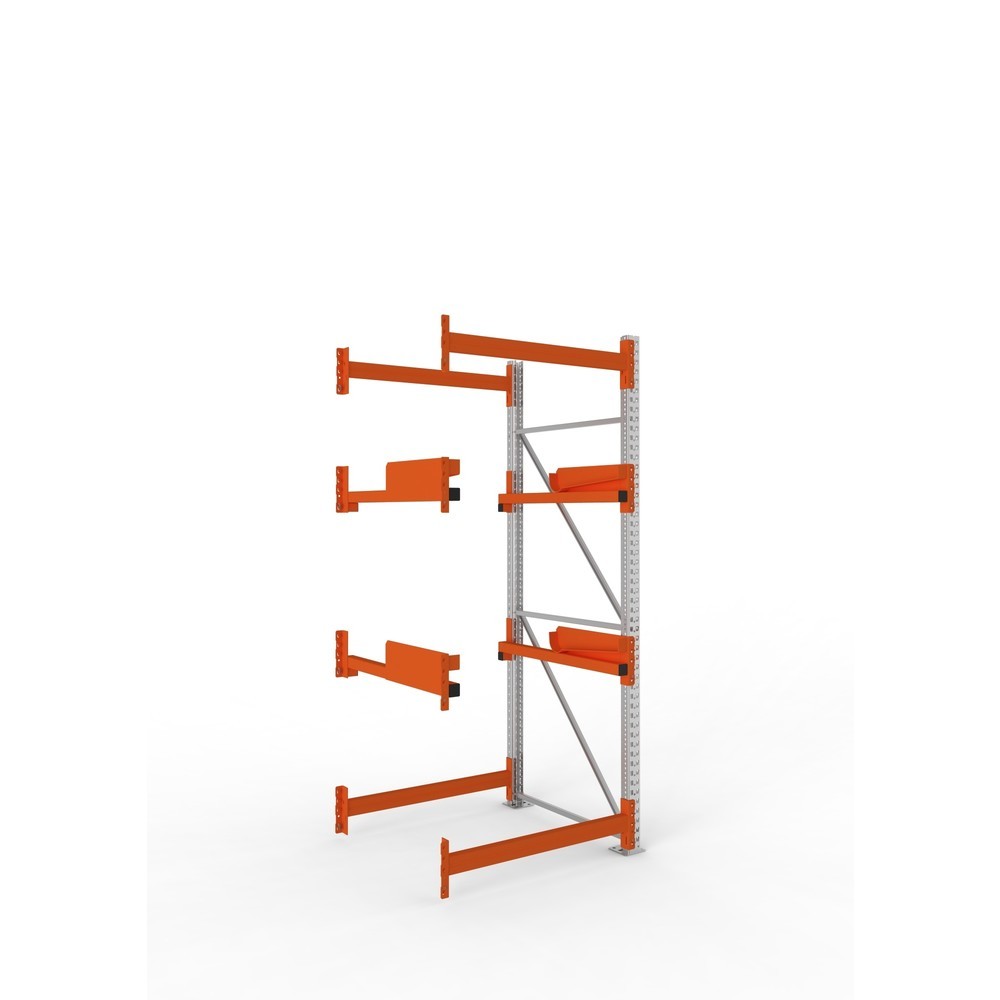 Produktabbildung: META MULTIPAL Kabeltrommelregal Typ 2, AF, HxBxT 2.700 x 1.100 x 1.100 mm, verzinkt, RAL 2001 rotorange, mit 2 Trommelaufnahmen, ohne Achsen, mit Kabeltrommelauflage