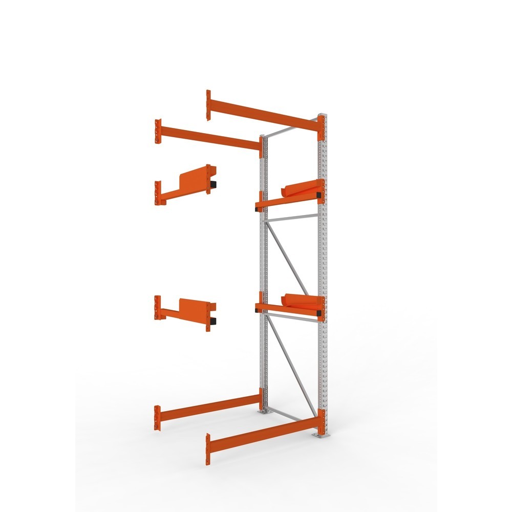 Produktabbildung: META MULTIPAL Kabeltrommelregal Typ 2, AF, HxBxT 3.300 x 1.300 x 1.100 mm, verzinkt, RAL 2001 rotorange, mit 2 Trommelaufnahmen, ohne Achsen, mit Kabeltrommelauflage