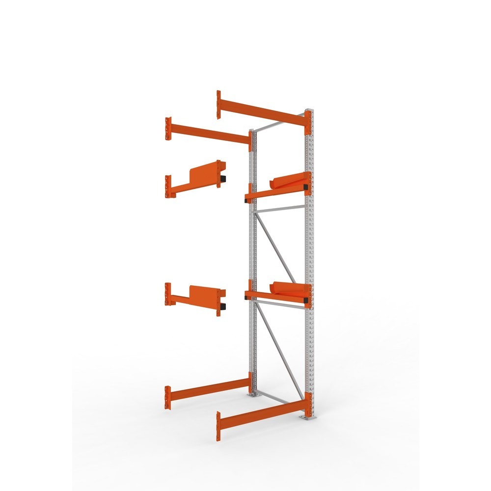 Produktabbildung: META MULTIPAL Kabeltrommelregal Typ 2, AF, HxBxT 3.300 x 1.100 x 1.100 mm, verzinkt, RAL 2001 rotorange, mit 2 Trommelaufnahmen, ohne Achsen, mit Kabeltrommelauflage