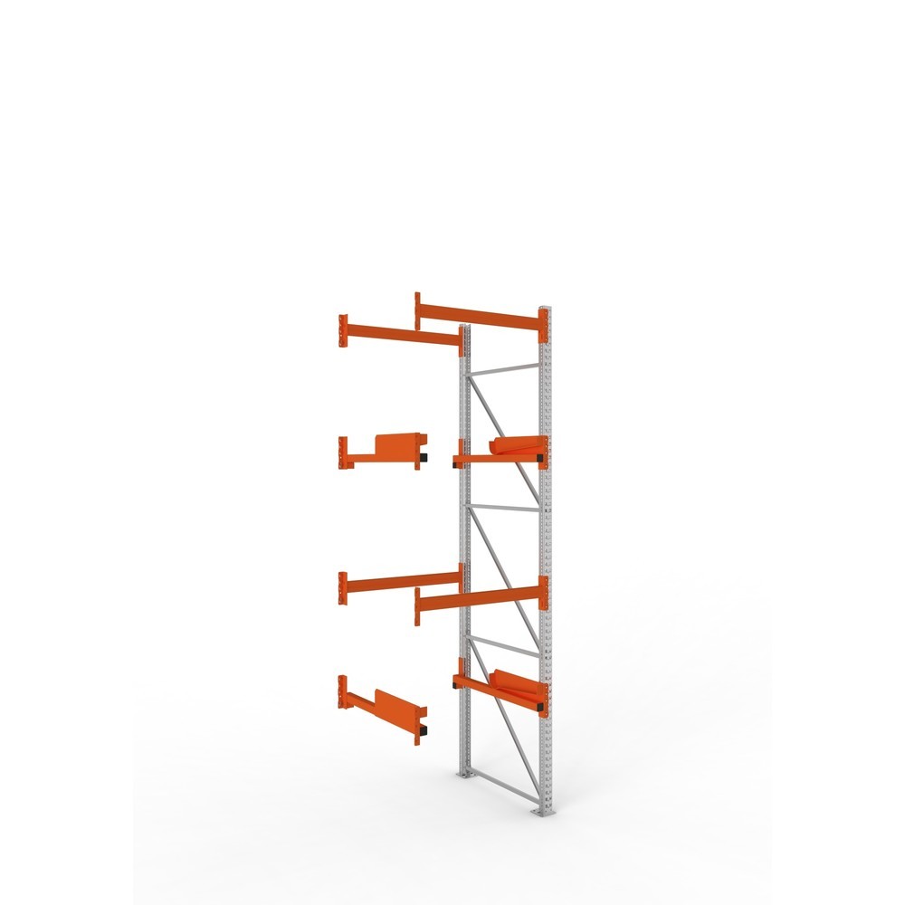 Produktabbildung: META MULTIPAL Kabeltrommelregal Typ 2, AF, HxBxT 3.800 x 1.100 x 1.100 mm, verzinkt, RAL 2001 rotorange, mit 2 Trommelaufnahmen, ohne Achsen, mit Kabeltrommelauflage