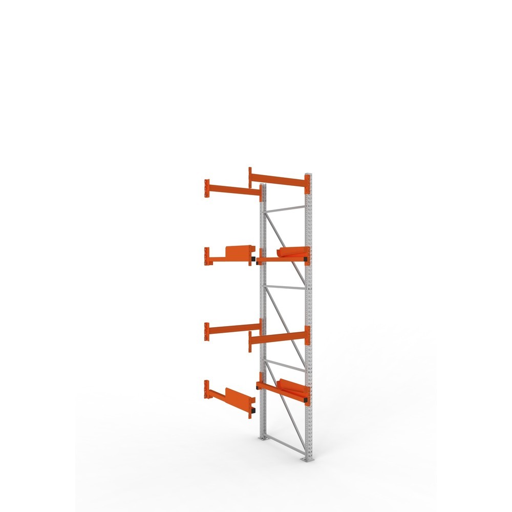 Produktabbildung: META MULTIPAL Kabeltrommelregal Typ 2, AF, HxBxT 3.800 x 900 x 1.100 mm, verzinkt, RAL 2001 rotorange, mit 2 Trommelaufnahmen, ohne Achsen, mit Kabeltrommelauflage