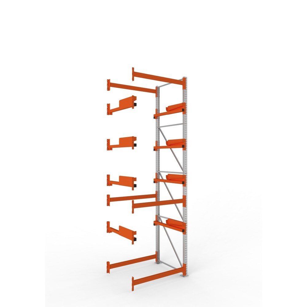 Produktabbildung: META MULTIPAL Kabeltrommelregal Typ 2, AF, HxBxT 4.400 x 1.300 x 1.100 mm, verzinkt, RAL 2001 rotorange, mit 4 Trommelaufnahmen, ohne Achsen, mit Kabeltrommelauflage