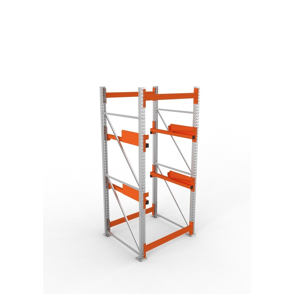 Produktabbildung Nr. 2: META MULTIPAL Kabeltrommelregal Typ 2, GF, HxBxT 2.700 x 1.100 x 1.100 mm, verzinkt, RAL 2001 rotorange, mit 2 Trommelaufnahmen, ohne Achsen, mit Kabeltrommelauflage