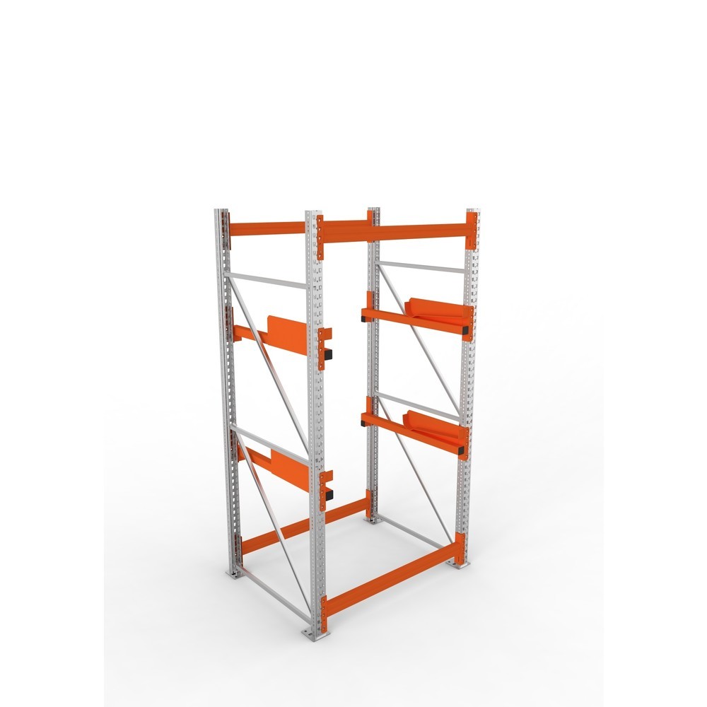 Produktabbildung Nr. 2: META MULTIPAL Kabeltrommelregal Typ 2, GF, HxBxT 2.700 x 1.300 x 1.100 mm, verzinkt, RAL 2001 rotorange, mit 2 Trommelaufnahmen, ohne Achsen, mit Kabeltrommelauflage