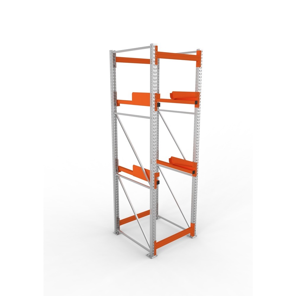 Produktabbildung Nr. 2: META MULTIPAL Kabeltrommelregal Typ 2, GF, HxBxT 3.300 x 900 x 1.100 mm, verzinkt, RAL 2001 rotorange, mit 2 Trommelaufnahmen, ohne Achsen, mit Kabeltrommelauflage