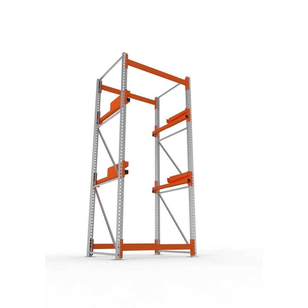 Produktabbildung Nr. 3: META MULTIPAL Kabeltrommelregal Typ 2, GF, HxBxT 3.300 x 1.300 x 1.100 mm, verzinkt, RAL 2001 rotorange, mit 2 Trommelaufnahmen, ohne Achsen, mit Kabeltrommelauflage