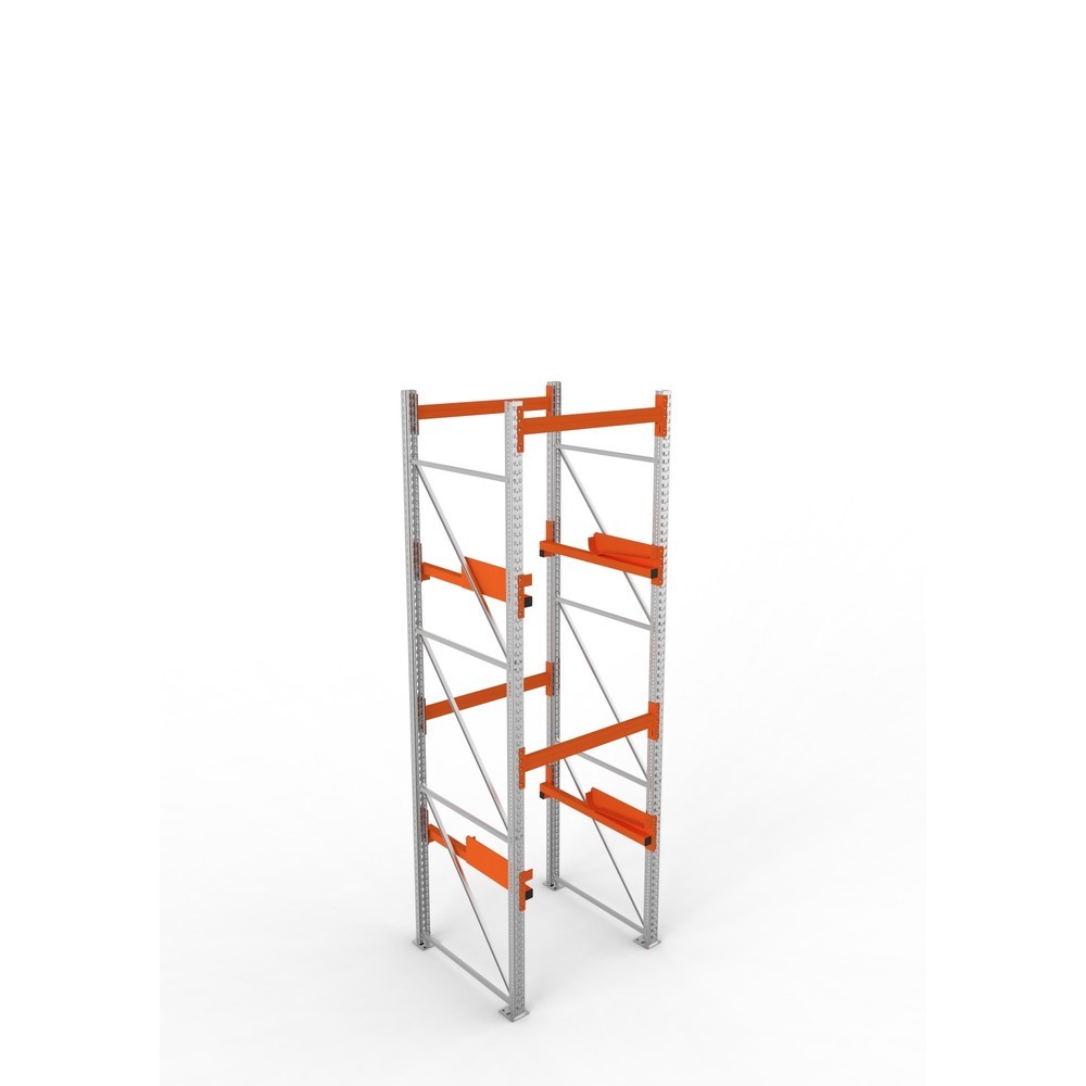 Produktabbildung Nr. 2: META MULTIPAL Kabeltrommelregal Typ 2, GF, HxBxT 3.800 x 1.100 x 1.100 mm, verzinkt, RAL 2001 rotorange, mit 2 Trommelaufnahmen, ohne Achsen, mit Kabeltrommelauflage