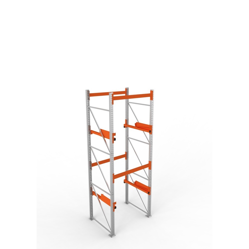 Produktabbildung Nr. 2: META MULTIPAL Kabeltrommelregal Typ 2, GF, HxBxT 3.800 x 1.300 x 1.100 mm, verzinkt, RAL 2001 rotorange, mit 2 Trommelaufnahmen, ohne Achsen, mit Kabeltrommelauflage