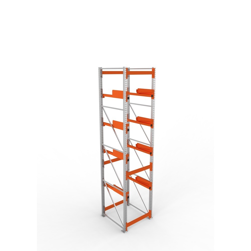 Produktabbildung Nr. 2: META MULTIPAL Kabeltrommelregal Typ 2, GF, HxBxT 4.400 x 900 x 1.100 mm, verzinkt, RAL 2001 rotorange, mit 4 Trommelaufnahmen, ohne Achsen, mit Kabeltrommelauflage