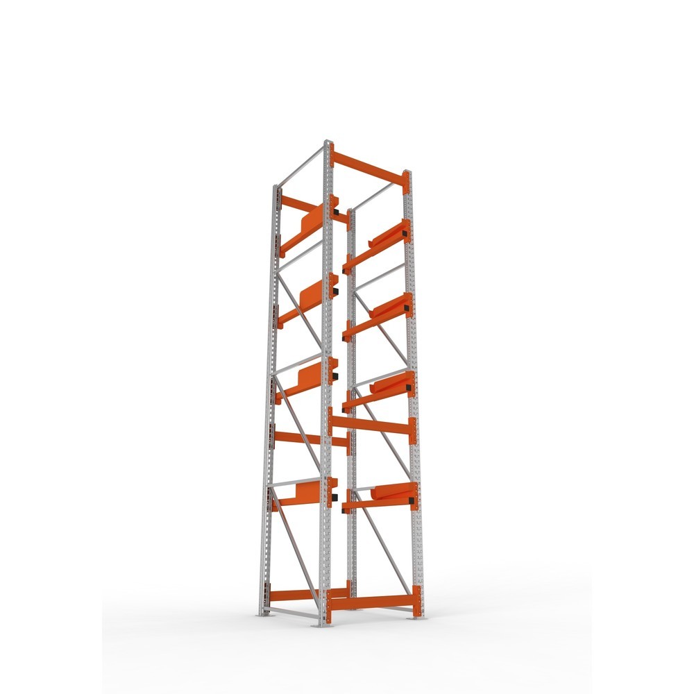Produktabbildung Nr. 3: META MULTIPAL Kabeltrommelregal Typ 2, GF, HxBxT 4.400 x 900 x 1.100 mm, verzinkt, RAL 2001 rotorange, mit 4 Trommelaufnahmen, ohne Achsen, mit Kabeltrommelauflage
