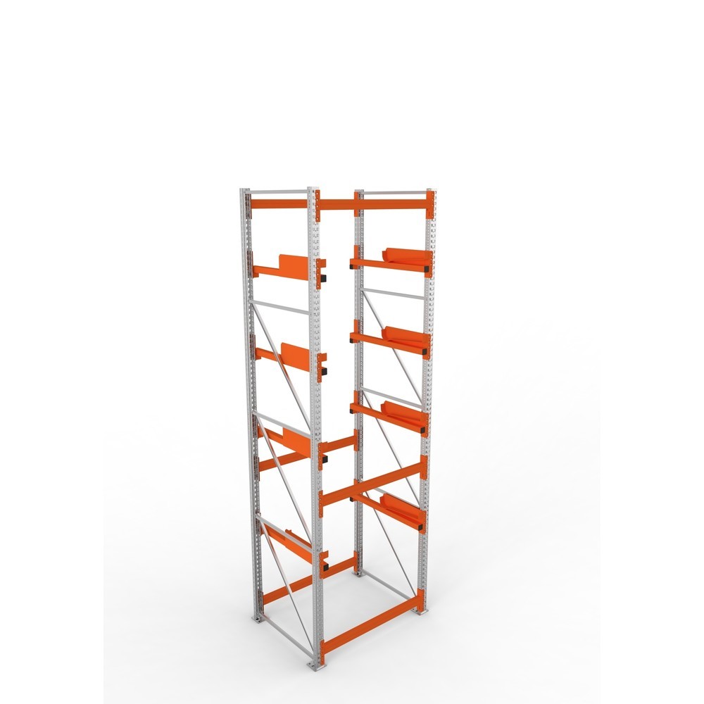 Produktabbildung Nr. 2: META MULTIPAL Kabeltrommelregal Typ 2, GF, HxBxT 4.400 x 1.300 x 1.100 mm, verzinkt, RAL 2001 rotorange, mit 4 Trommelaufnahmen, ohne Achsen, mit Kabeltrommelauflage