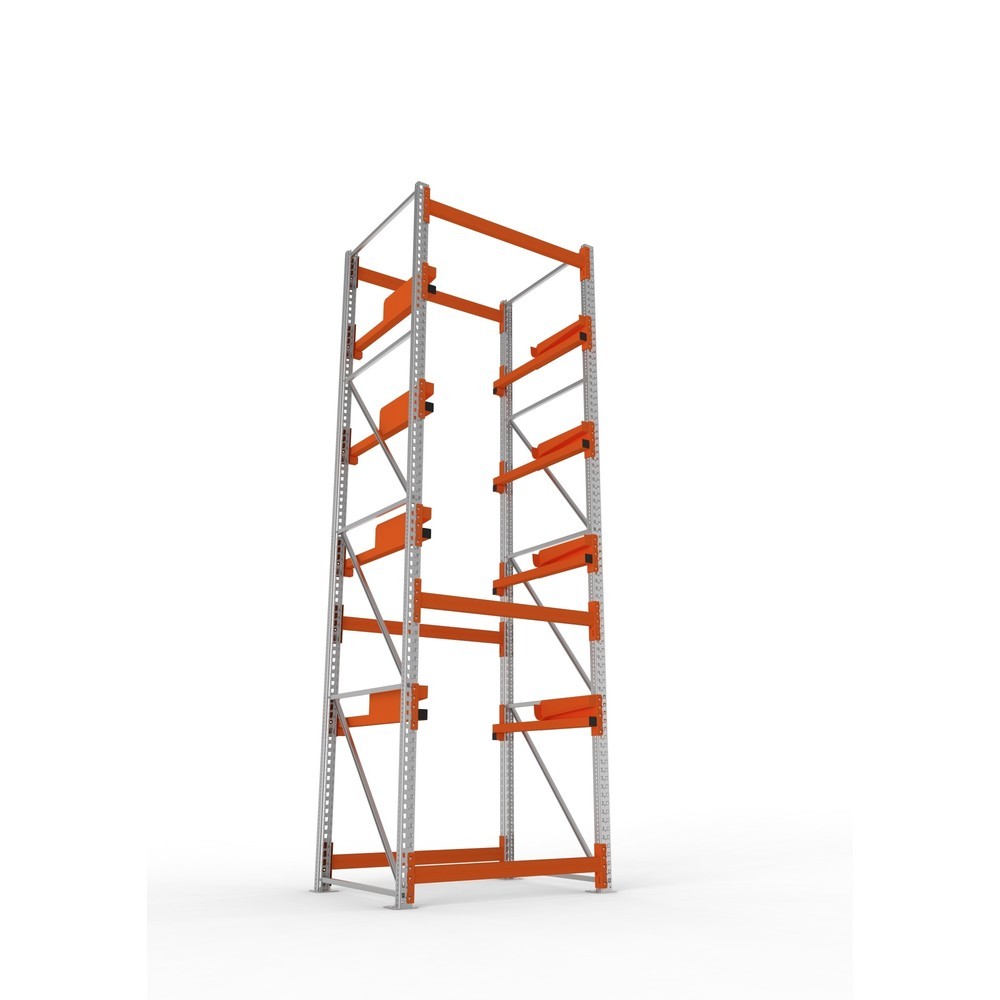 Produktabbildung Nr. 3: META MULTIPAL Kabeltrommelregal Typ 2, GF, HxBxT 4.400 x 1.300 x 1.100 mm, verzinkt, RAL 2001 rotorange, mit 4 Trommelaufnahmen, ohne Achsen, mit Kabeltrommelauflage