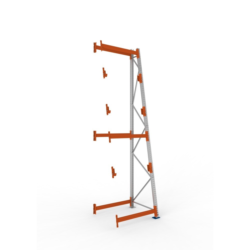 Produktabbildung: META MULTIPAL Kabeltrommelregal Typ 3, AF, HxBxT 4.400 x 1.100 x 1.100 mm, komplett für 3 Achsen, verzinkt, RAL 2001 rotorange, A-Ständer