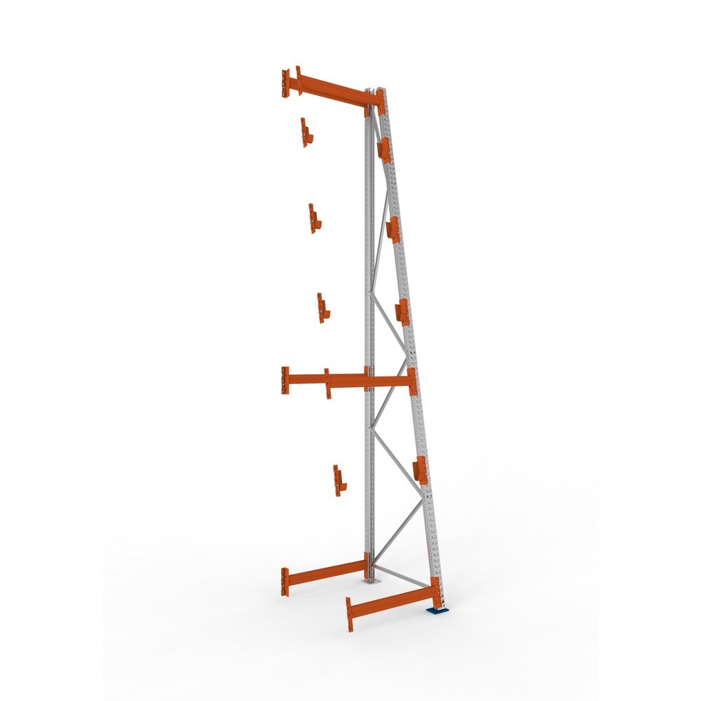 Produktabbildung: META MULTIPAL Kabeltrommelregal Typ 3, AF, HxBxT 4.900 x 900 x 1.100 mm, komplett für 4 Achsen, verzinkt, RAL 2001 rotorange, A-Ständer