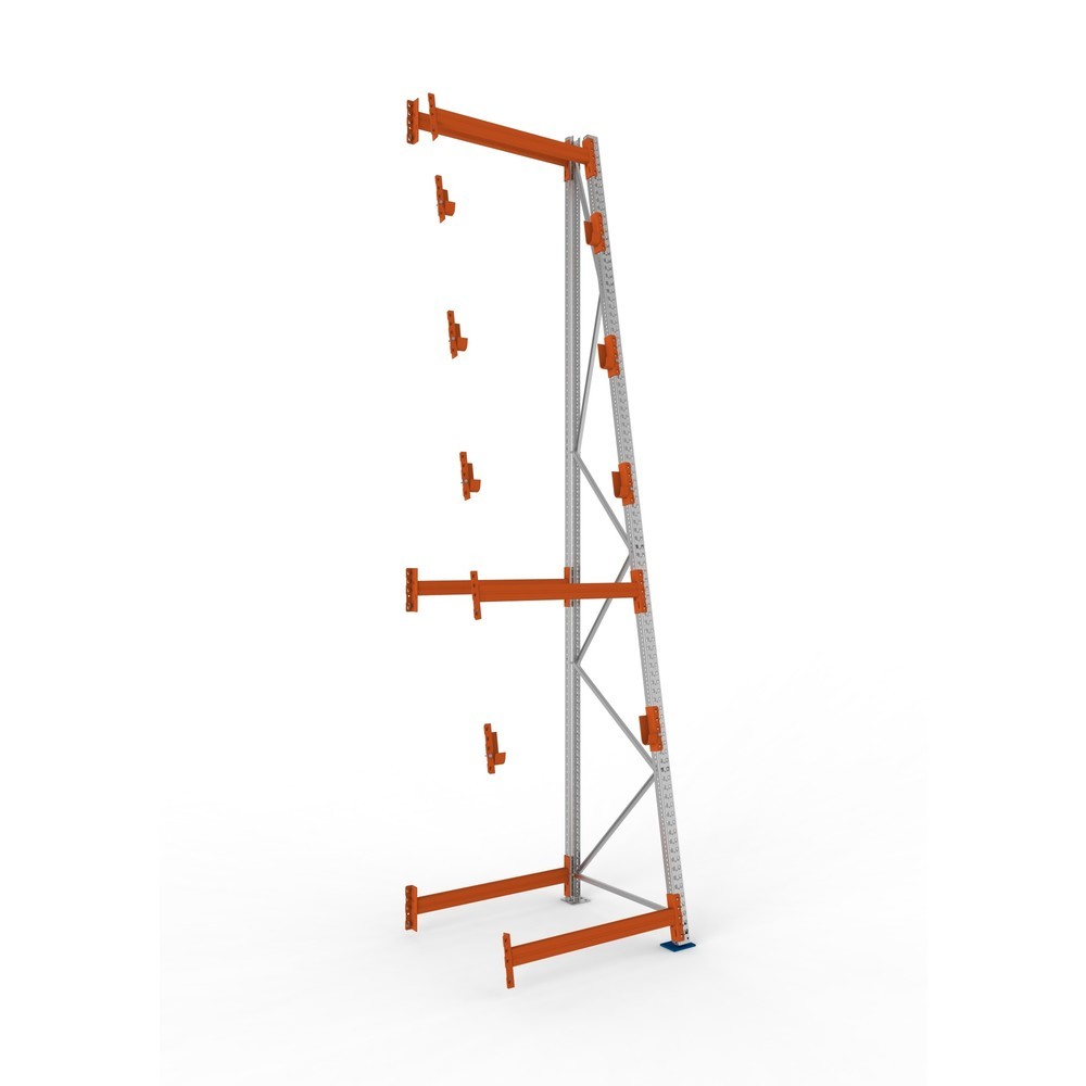 Produktabbildung: META MULTIPAL Kabeltrommelregal Typ 3, AF, HxBxT 4.900 x 1.100 x 1.100 mm, komplett für 4 Achsen, verzinkt, RAL 2001 rotorange, A-Ständer