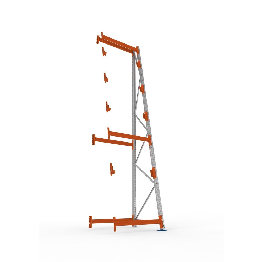 Produktabbildung Nr. 3: META MULTIPAL Kabeltrommelregal Typ 3, AF, HxBxT 4.900 x 1.100 x 1.100 mm, komplett für 4 Achsen, verzinkt, RAL 2001 rotorange, A-Ständer