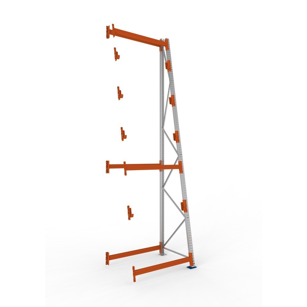 Produktabbildung: META MULTIPAL Kabeltrommelregal Typ 3, AF, HxBxT 4.900 x 1.300 x 1.100 mm, komplett für 4 Achsen, verzinkt, RAL 2001 rotorange, A-Ständer