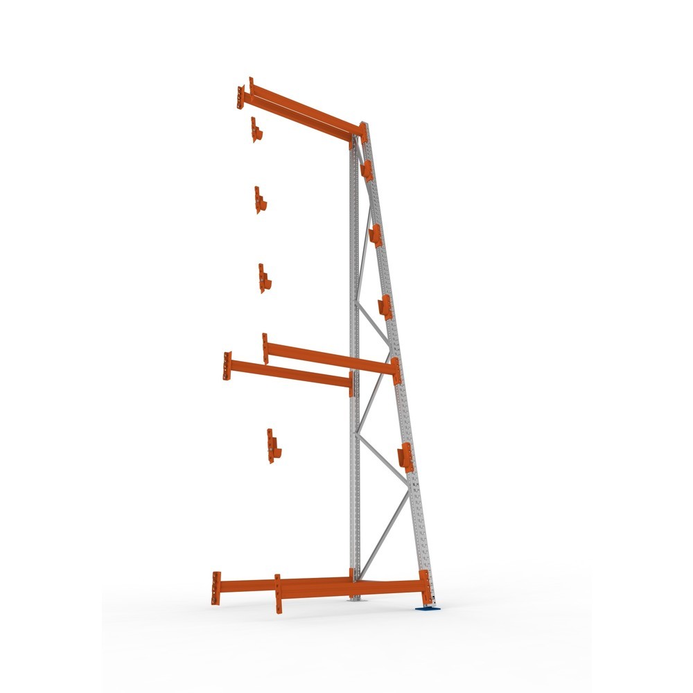 Produktabbildung Nr. 3: META MULTIPAL Kabeltrommelregal Typ 3, AF, HxBxT 4.900 x 1.300 x 1.100 mm, komplett für 4 Achsen, verzinkt, RAL 2001 rotorange, A-Ständer