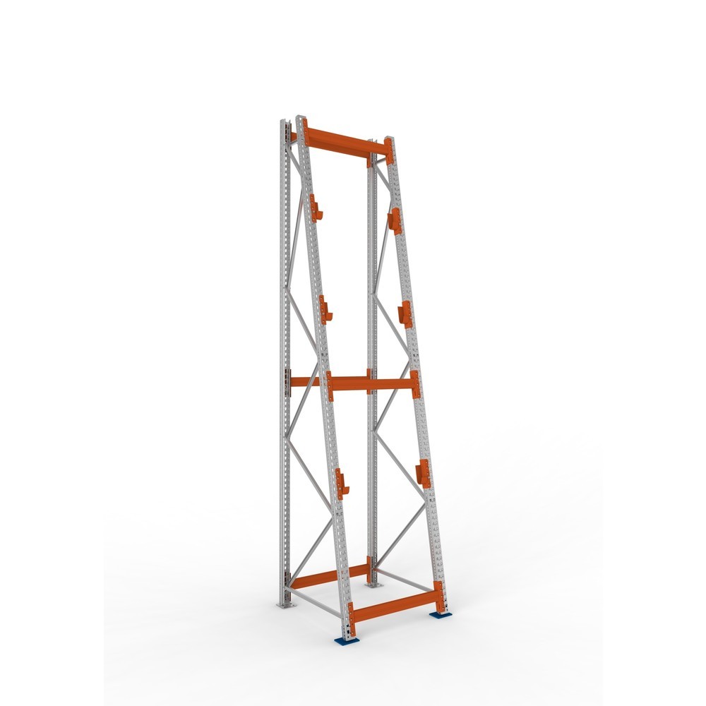 Produktabbildung: META MULTIPAL Kabeltrommelregal Typ 3, GF, HxBxT 4.400 x 900 x 1.100 mm, komplett für 3 Achsen, verzinkt, RAL 2001 rotorange, A-Ständer