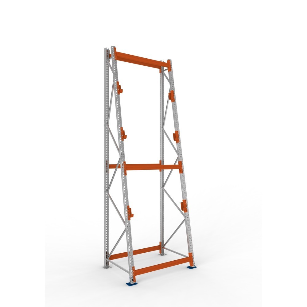 Produktabbildung: META MULTIPAL Kabeltrommelregal Typ 3, GF, HxBxT 4.400 x 1.300 x 1.100 mm, komplett für 3 Achsen, verzinkt, RAL 2001 rotorange, A-Ständer