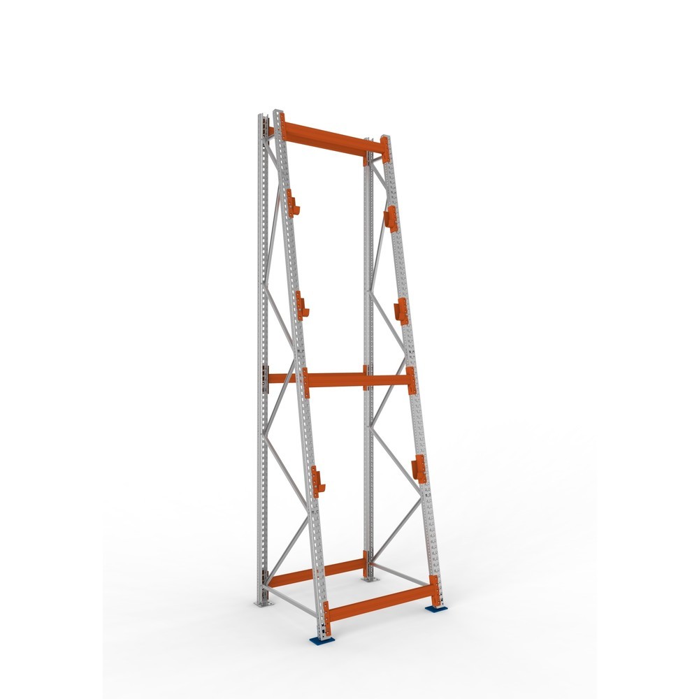 Produktabbildung: META MULTIPAL Kabeltrommelregal Typ 3, GF, HxBxT 4.400 x 1.100 x 1.100 mm, komplett für 3 Achsen, verzinkt, RAL 2001 rotorange, A-Ständer