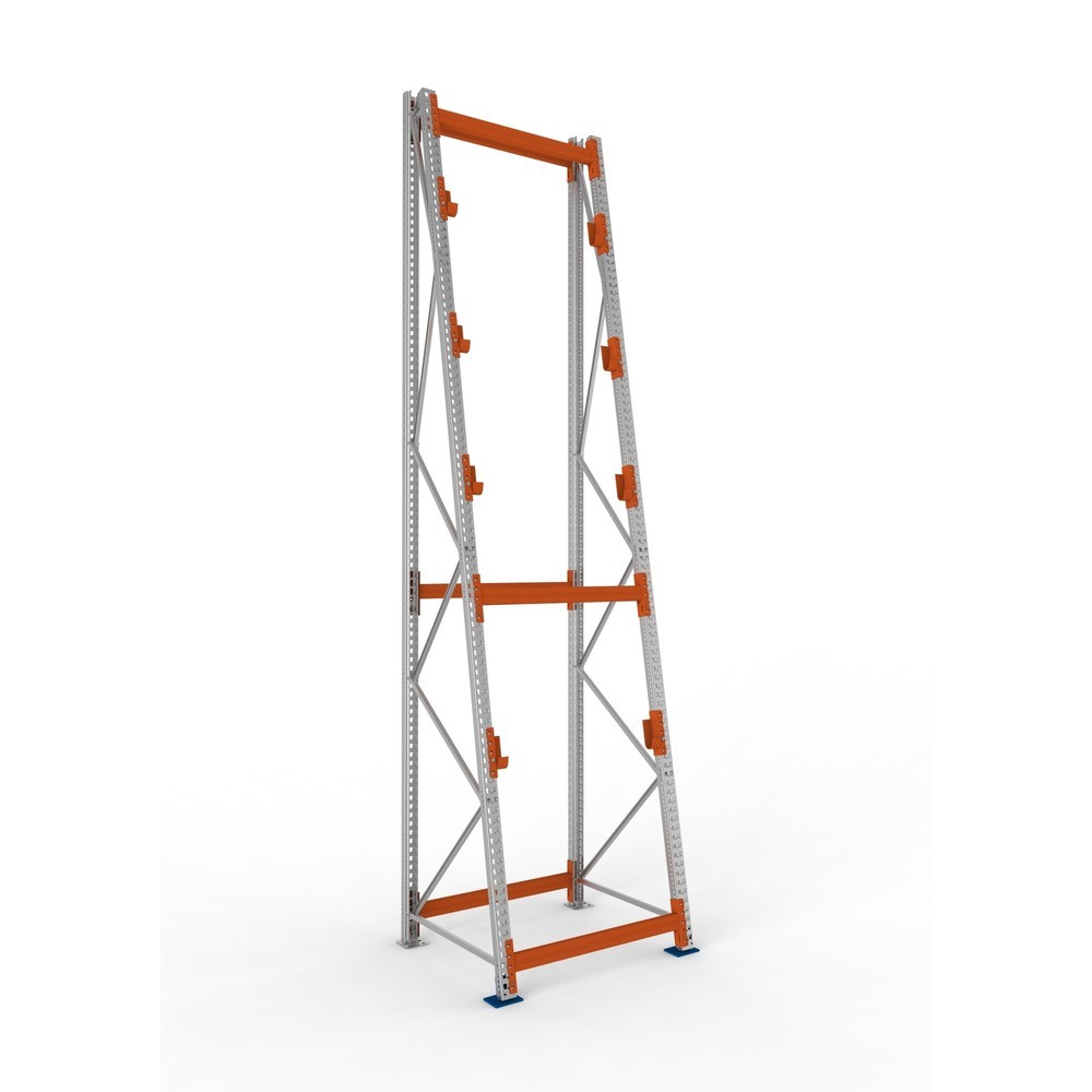 Produktabbildung: META MULTIPAL Kabeltrommelregal Typ 3, GF, HxBxT 4.900 x 1.100 x 1.100 mm, komplett für 4 Achsen, verzinkt, RAL 2001 rotorange, A-Ständer