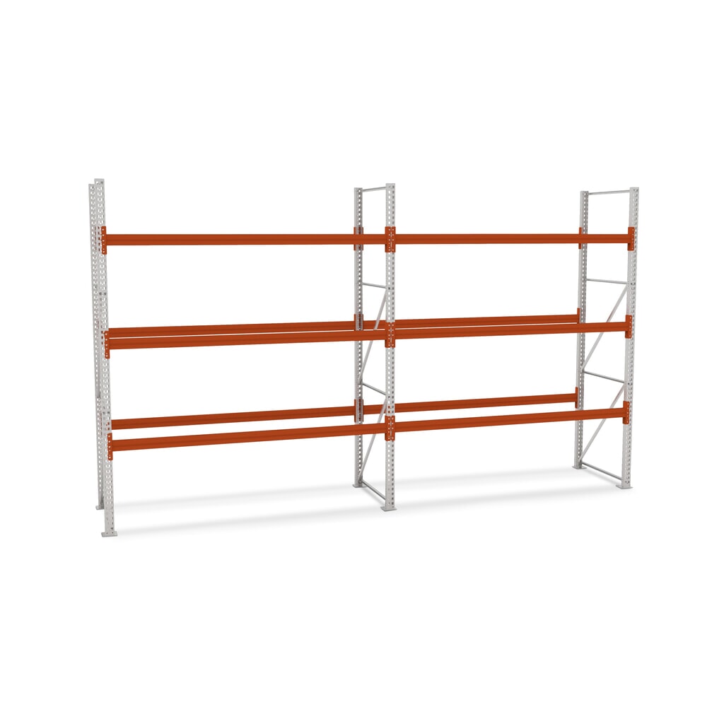 META MULTIPAL Palettenregal , Fachlast 3750 kg, 24 Palettenplätze, 3,8 m Höhe, 2 Felder Produktabbildung: META MULTIPAL Palettenregal , Fachlast 3750 kg, 24 Palettenplätze, 3,8 m Höhe, 2 Felder