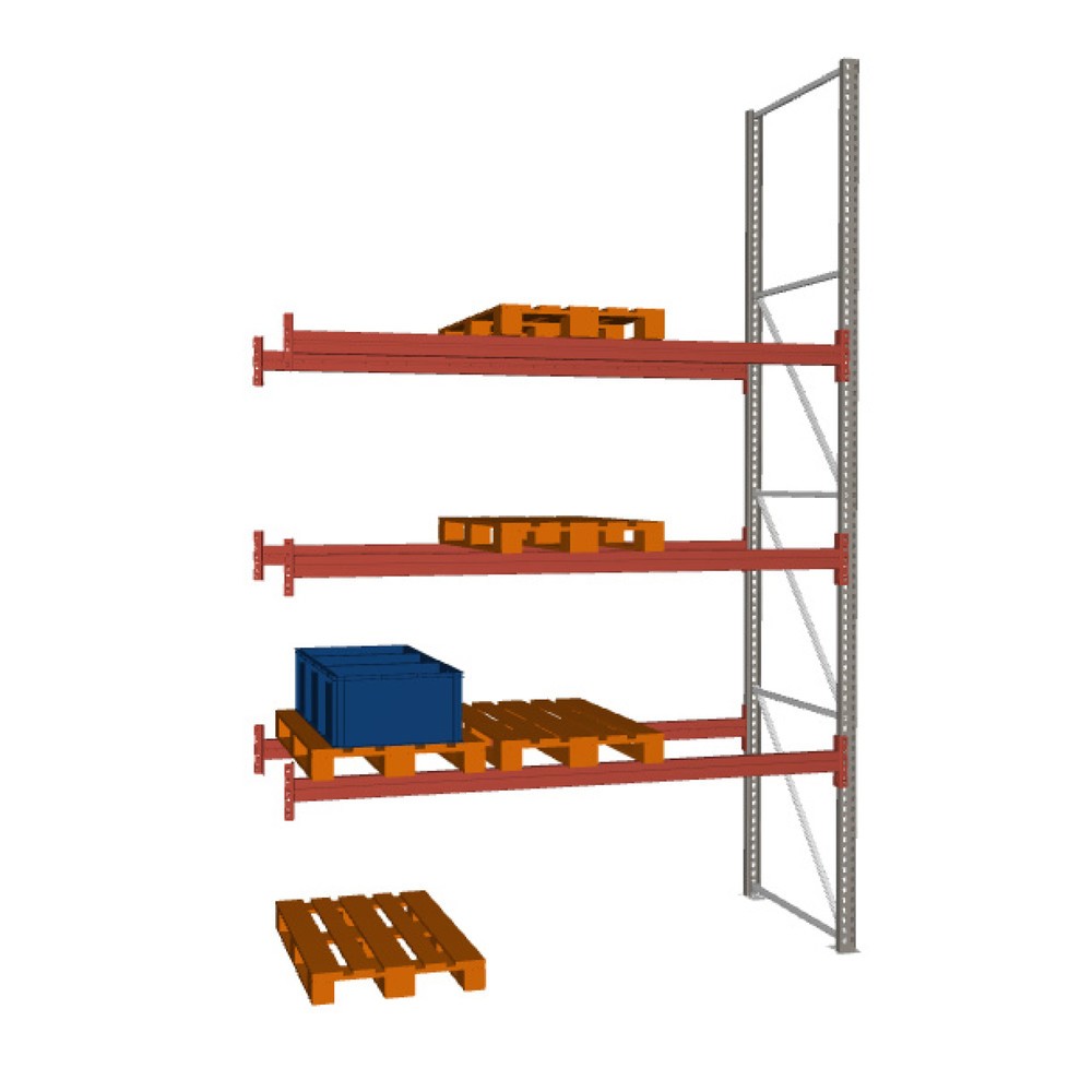 Produktabbildung: META MULTIPAL  Palettenregal , Anbaufeld, Fachlast 1.470 kg, 12 Palettenplätze, 4,4 m Höhe