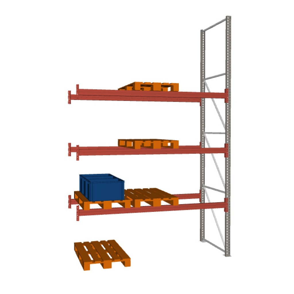 Produktabbildung: META MULTIPAL  Palettenregal , Anbaufeld, Fachlast 1.470 kg, 12 Palettenplätze, 4,4 m Höhe