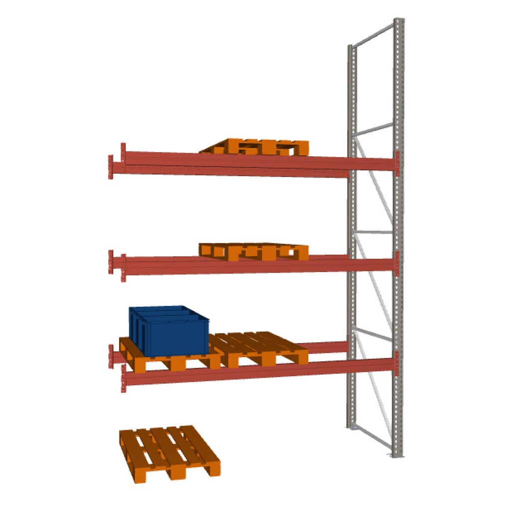 META MULTIPAL Palettenregal , Anbaufeld, Fachlast 2.370 kg, 12 Palettenplätze, 4,4 m Höhe Produktabbildung: META MULTIPAL Palettenregal , Anbaufeld, Fachlast 2.370 kg, 12 Palettenplätze, 4,4 m Höhe