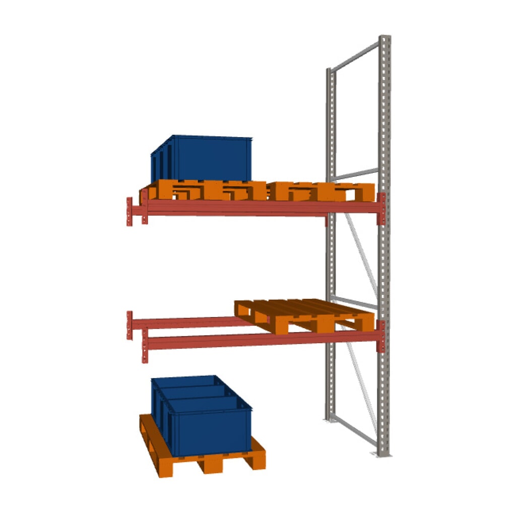 Produktabbildung: META MULTIPAL  Palettenregal , Anbaufeld, Fachlast 2.000 kg, 6 Palettenplätze, 3,3 m Höhe