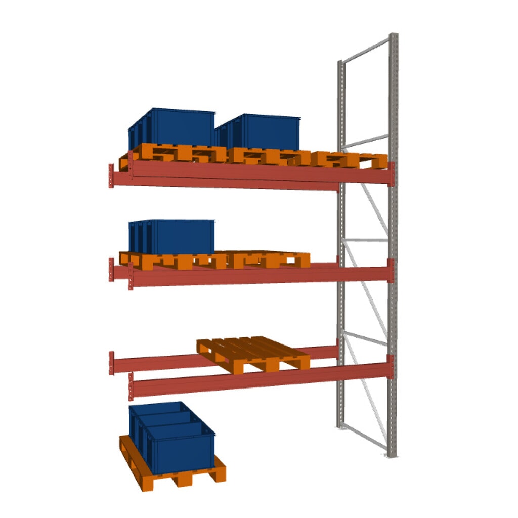 Produktabbildung: META MULTIPAL  Palettenregal , Anbaufeld, Fachlast 3.750 kg, 12 Palettenplätze, 4,4 m Höhe