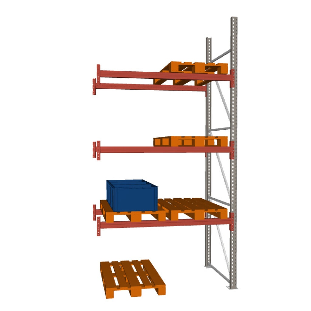 Produktabbildung: META MULTIPAL  Palettenregal , Anbaufeld, Fachlast 2.220 kg, 6 Palettenplätze, 3,8 m Höhe