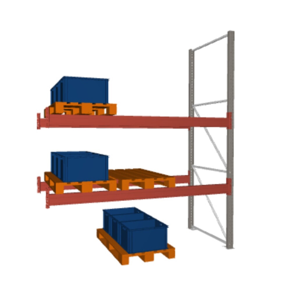 META MULTIPAL Palettenregal , Anbaufeld, Fachlast 2.340 kg, 9 Palettenplätze, 3,3 m Höhe Produktabbildung: META MULTIPAL Palettenregal , Anbaufeld, Fachlast 2.340 kg, 9 Palettenplätze, 3,3 m Höhe